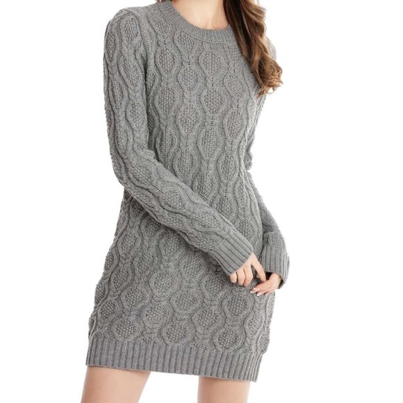 LISA & ROSE | Gray Ogee Crewneck Long Sleeve Sweater Dress (Size: X-Large) - Picture 2 of 10